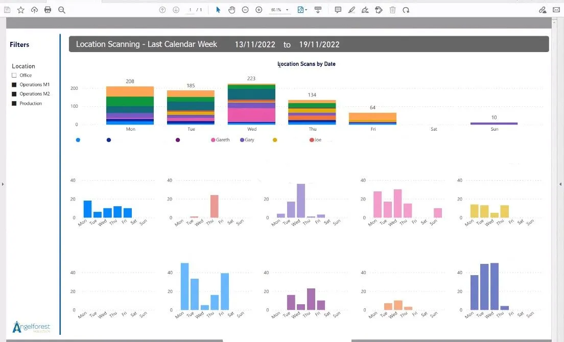 PowerBI report sample for Angel Forest