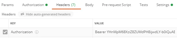 Access token in the Authorization header in Postman