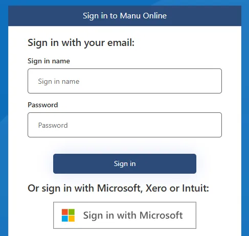 Office365 login for Manu Online